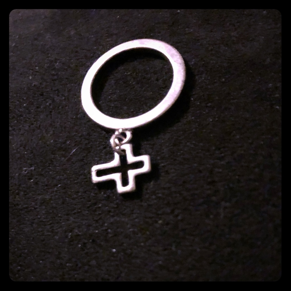 Silver Cross Charm Ring